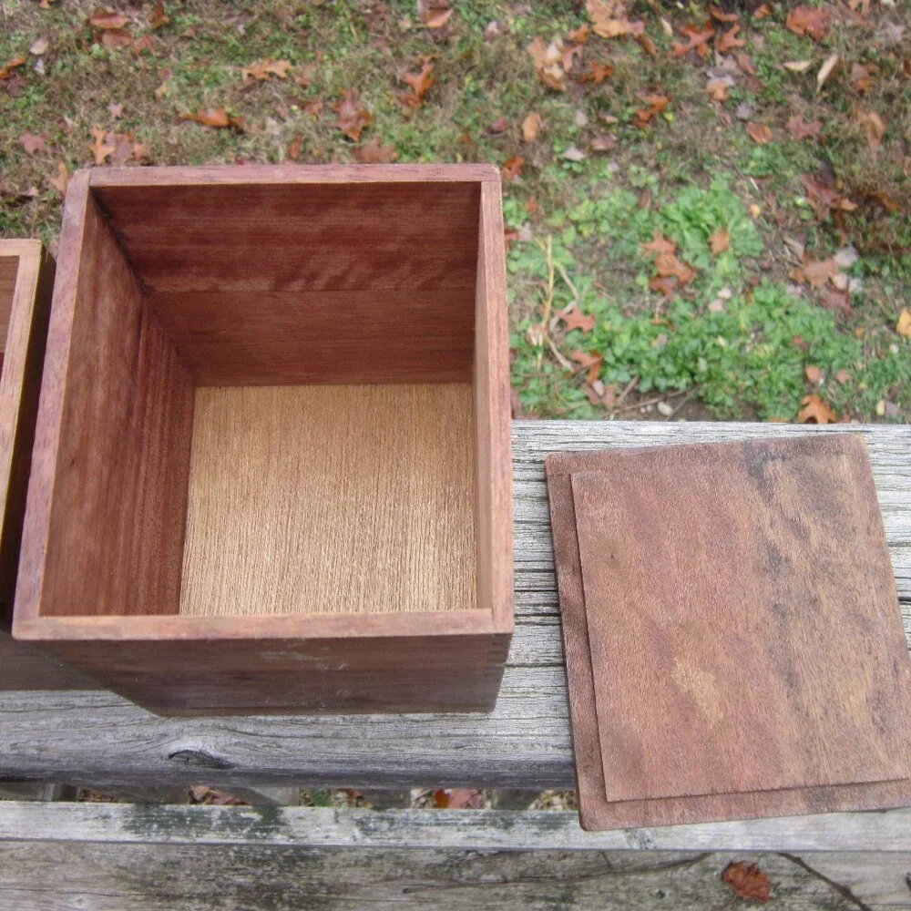 MCM Wood Kitchen Canisters Vintage Hand Carved Hardwood Japan CI Star Nesting